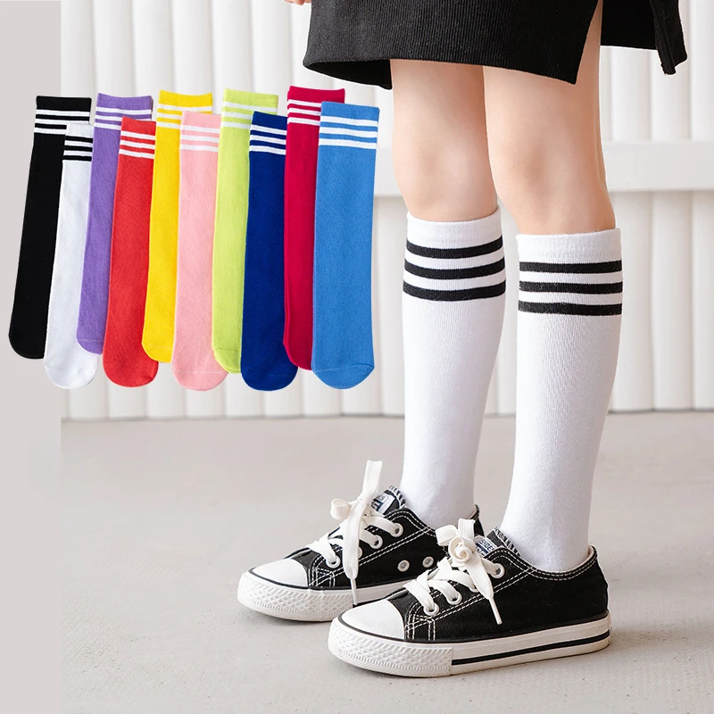 Children Socks Striped Student Sock Multi Colored Girls Calf Socks Cotton College Style Tube Socks Kid Clothing Accessories