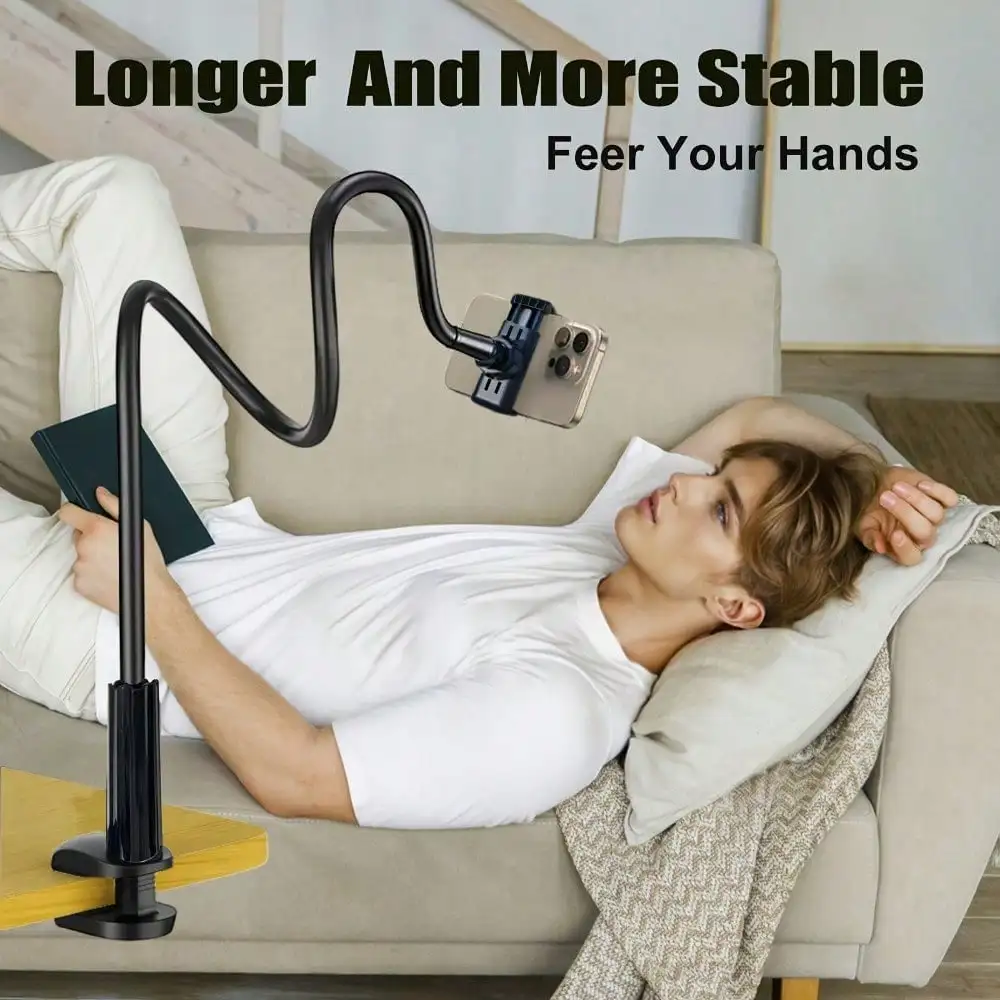 

Multifunctional mobile phone holder ABS material waterproof and durable 3.5-6 inch equipment universal clip, bendable arm suitable for bed table sofa bedside multi-scene, also do tablet bracket wall frame car accessories, Christmas gift