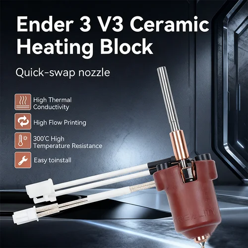 Imagen 2 del producto Creality Kit de bloque calefactor de cerámica oficial Ender 3 V3 Plus/3 V3, con boquilla integrada compatible con 300 ° C Prin 3d de alta temperatura