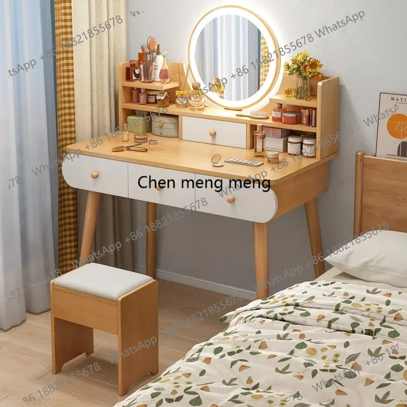 

Nordic Dressing Table with Makeup Mirror Simple Bedroom Makeup Table One Piece Table Rental Room Dressing Home Dressers