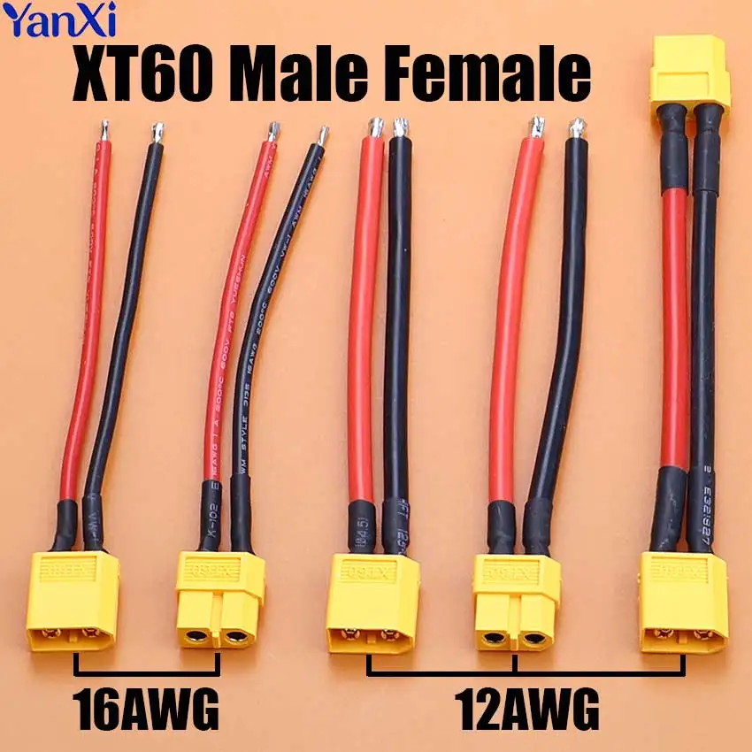 XT60 Battery Male Female Connector Plug 10/50cm 14AWG 16AWG Wire Extension Cable For RC Airplane Lipo Battery ESC FPV Drone
