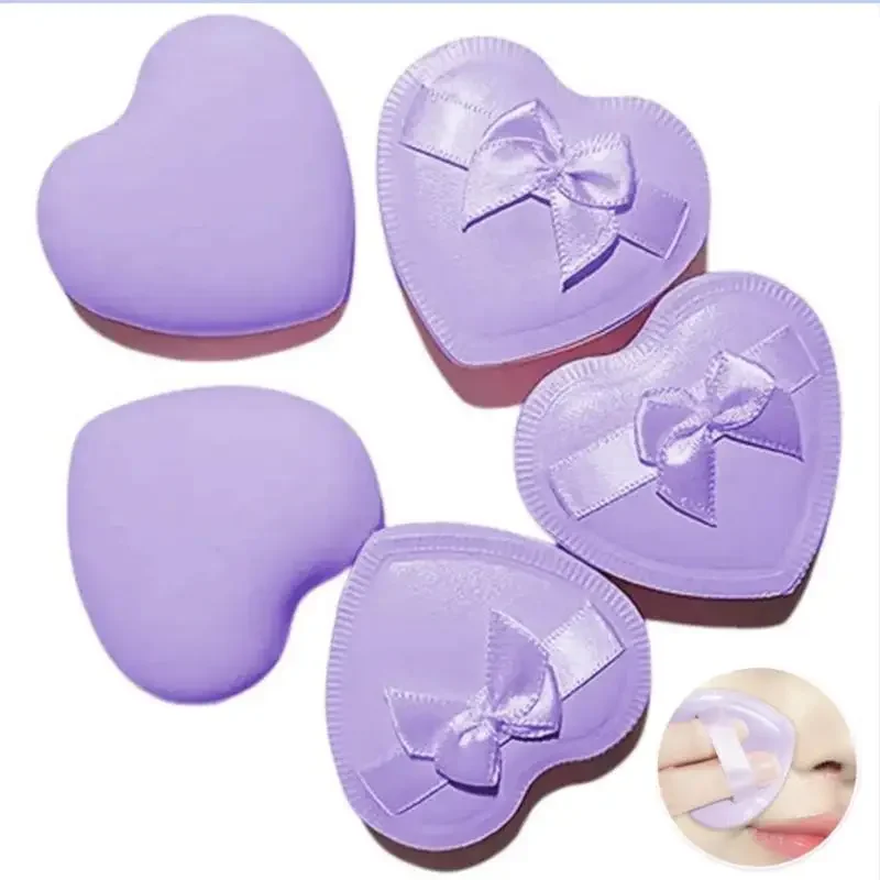 1/2/5 pçs em forma de coração esponja de maquiagem puff seco molhado dupla utilização doces puff puff reutilizável base líquida em pó esponja cosmétic