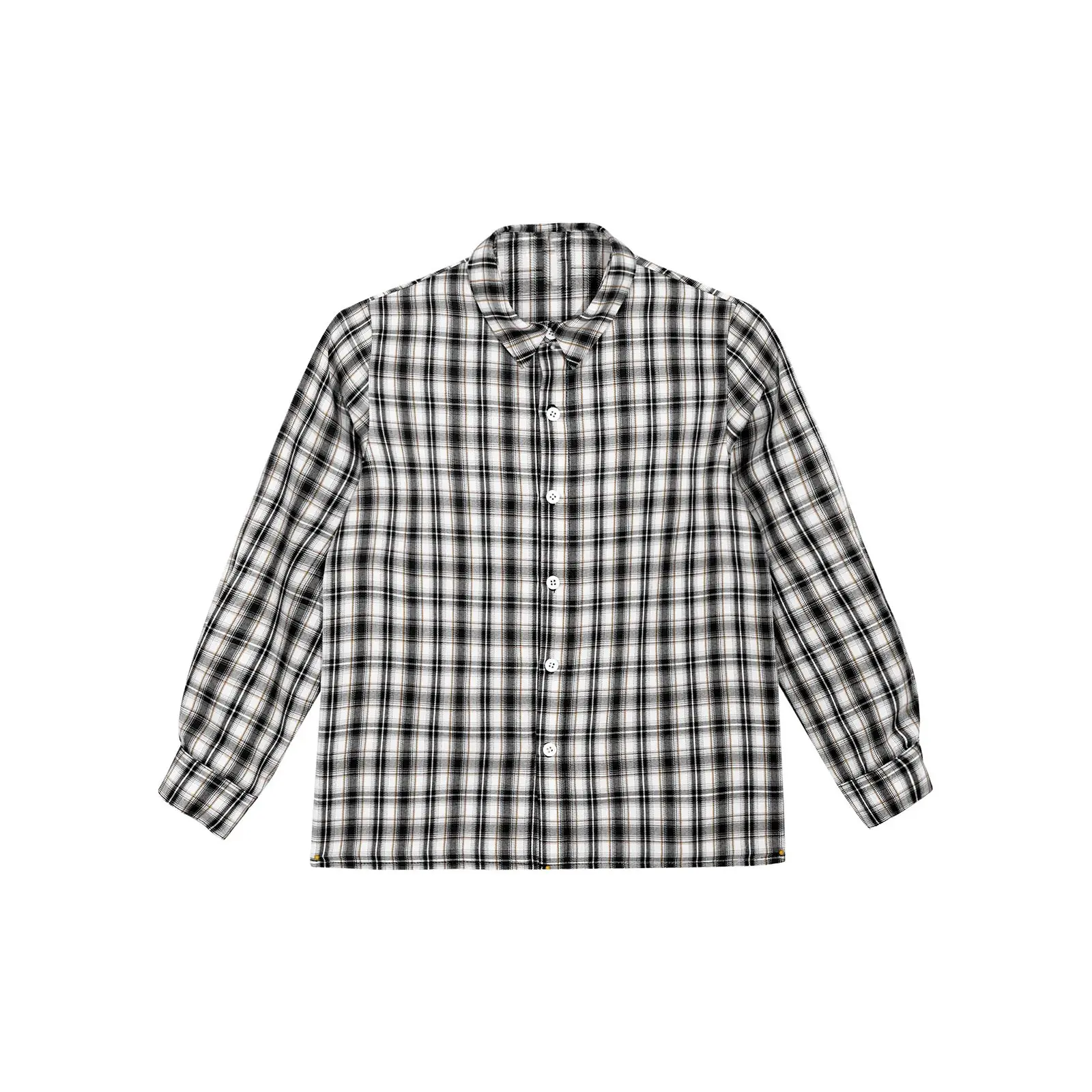 

Kids Boys Plaid Shirt Outwear 2024 Spring Fall Long Sleeve Turn-Down Collar Single Breasted Cardigan Base T-shirt Casual Clothes