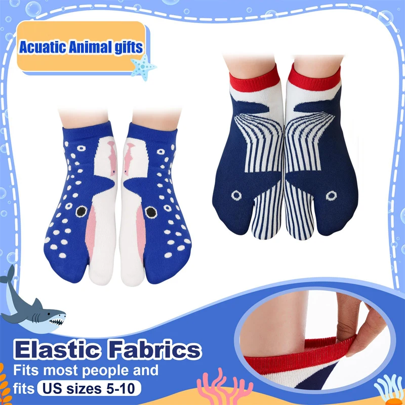 Lustige Fischsocken, originelle Tabi-Socken mit geteilten Zehen, Baumwollsocken mit Meeresmotiven, weiche, mittelhohe Socken, Cartoon-Aquarium-Socken mit hässlichem Aal – Detail 2