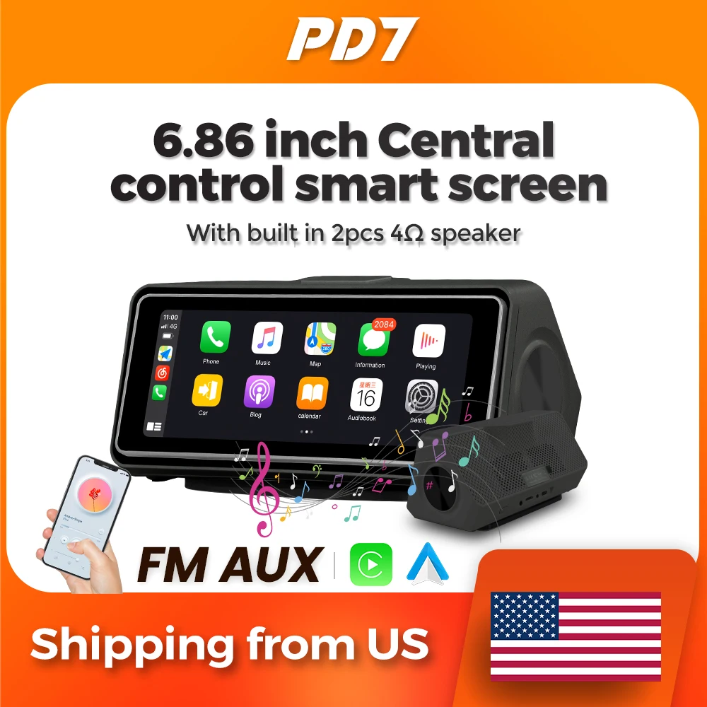 

MEKEDE U.S Warehouse 6.86" Universal Car Central Control Smart Screen CarPlay Mirror Link Radio Player Camera Built-in speaker