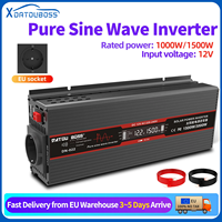 Datouboss DN022 1000W 1500W Inverter Pure Sine Wave 12v to 220v USB EU Socket with Fan LCD Display Car Inverter Portable