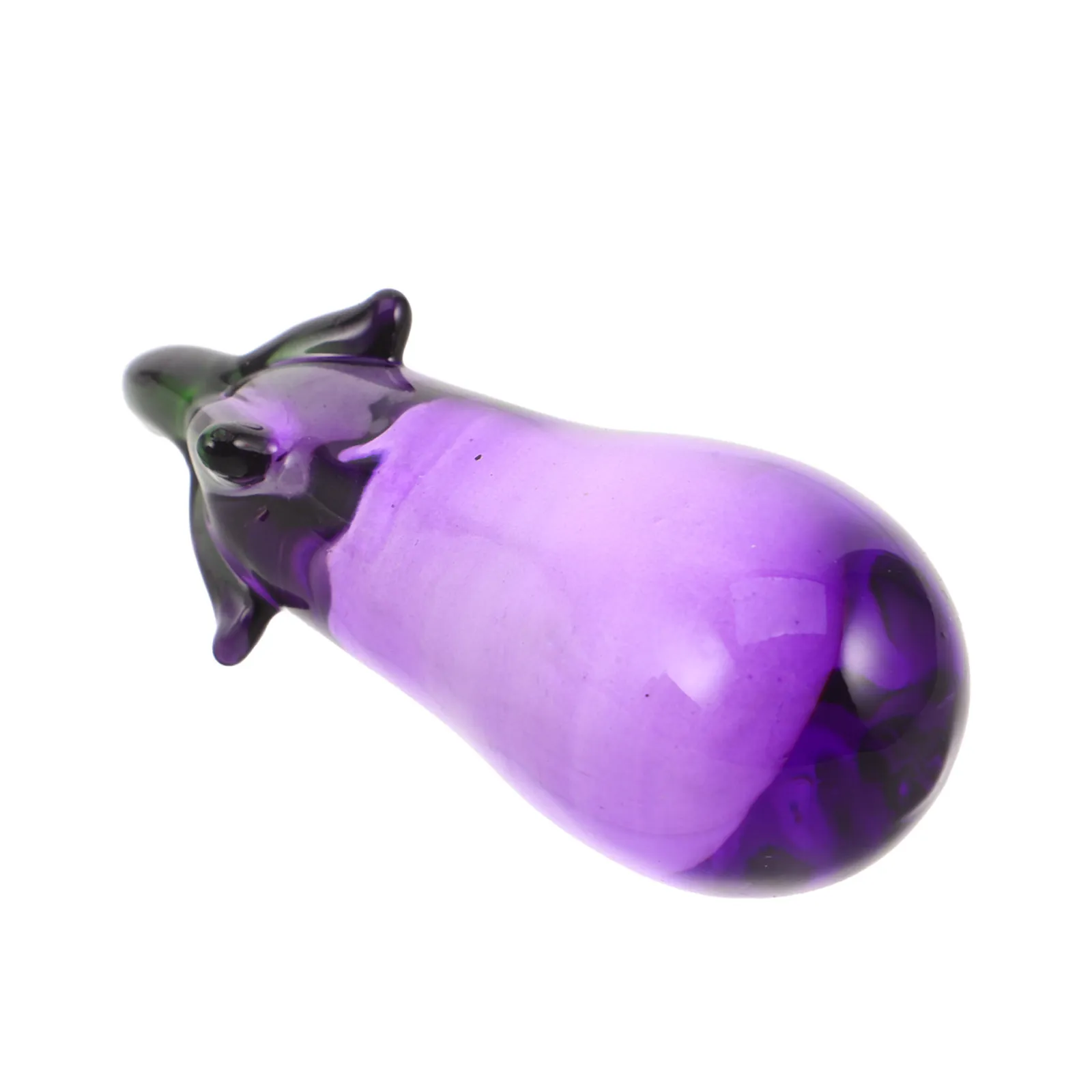 Estatua de Berenjena de Cristal, Morada, de Vidrio Soplado a Mano, Vegetal Artificial, Centro de Mesa para Cocina, Adorno de Escritorio, Decoración Feng Shui