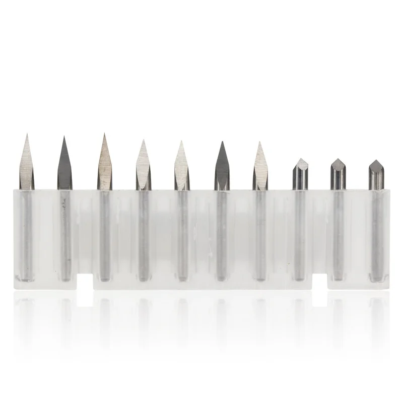 10pcs Milling Cutter 3 Edge Pyramid Engraving Bit 3.175mm(1/8) Shank 20/30/40/45/60/90 Degrees CNC Router Bit Wood Milling Tool