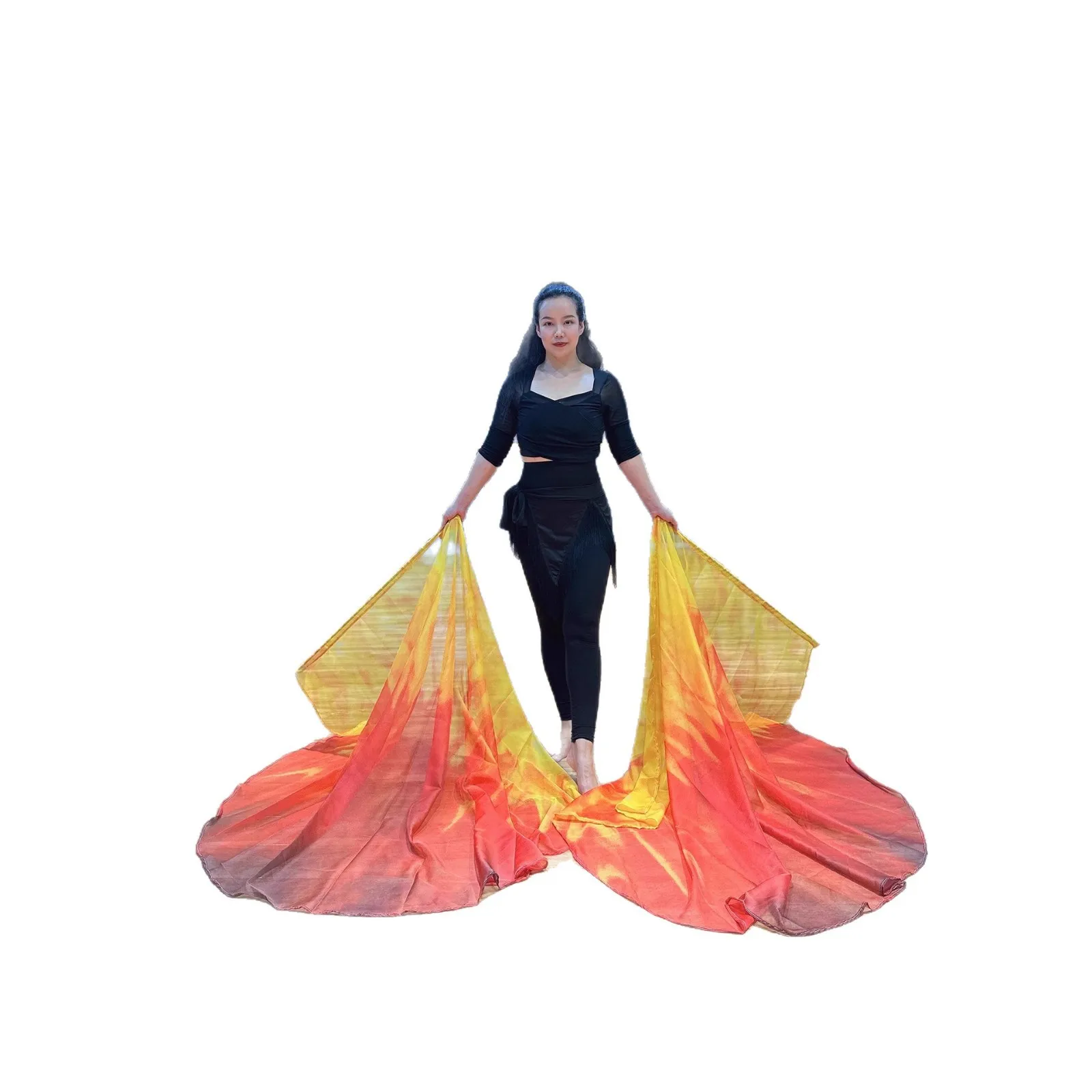 جديد العرقية العلم الرقص الدعائم الثناء العلم الشيفون التدرج لهب الأصفر الأحمر الشاش وشاح العبادة العلم العبادة العلم الدعائم #5