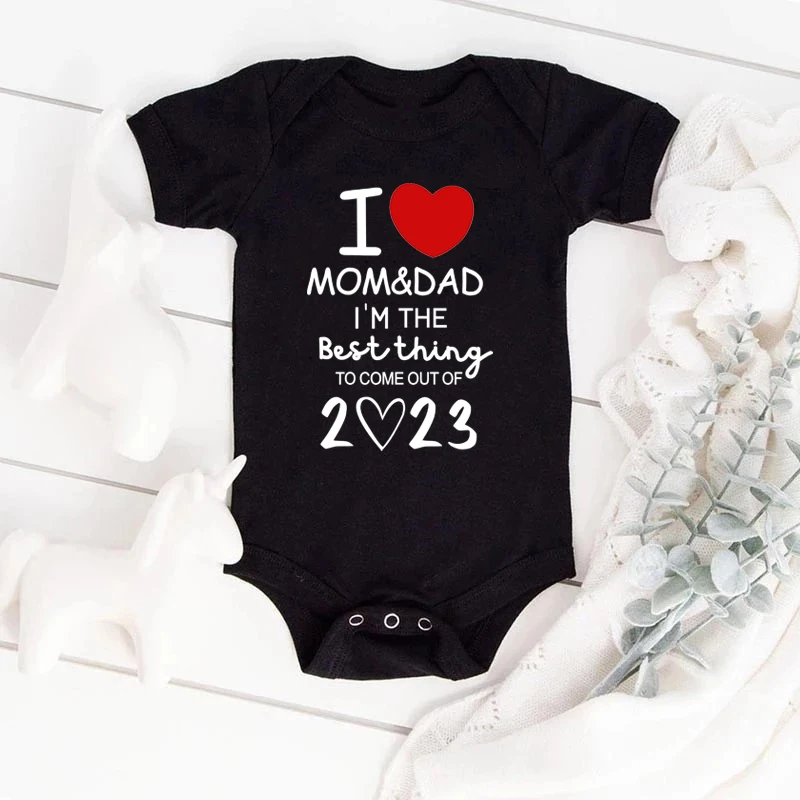 2023 Best Thing Baby Boys Girls Romper Cotton Baby Onesie I Love Mom & Dad Jumpsuit Infant Clothing Newborn Baby Clothes