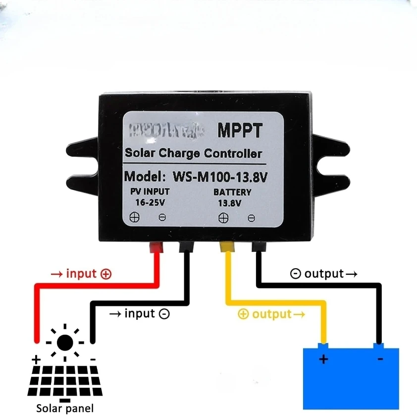 100W MPPT Solar Charge Controller 8A 13.8V Wide Voltage Tracking Solar Charge Controller For Lithium And Lead-Acid Batteries