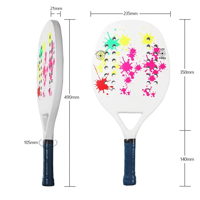 مضرب تنس الشاطئ من النايلون عالي الجودة، مضارب كربون جير ممتازة مع مادة وجه من ألياف الكربون للرياضات الخارجية #5