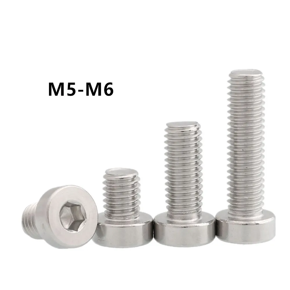 

304 Stainless Steel M5*5 6 8 10-60mm M6*6 8 10 12-60mm Short Thin Head Hexagon Extension Socket Screw Bolts