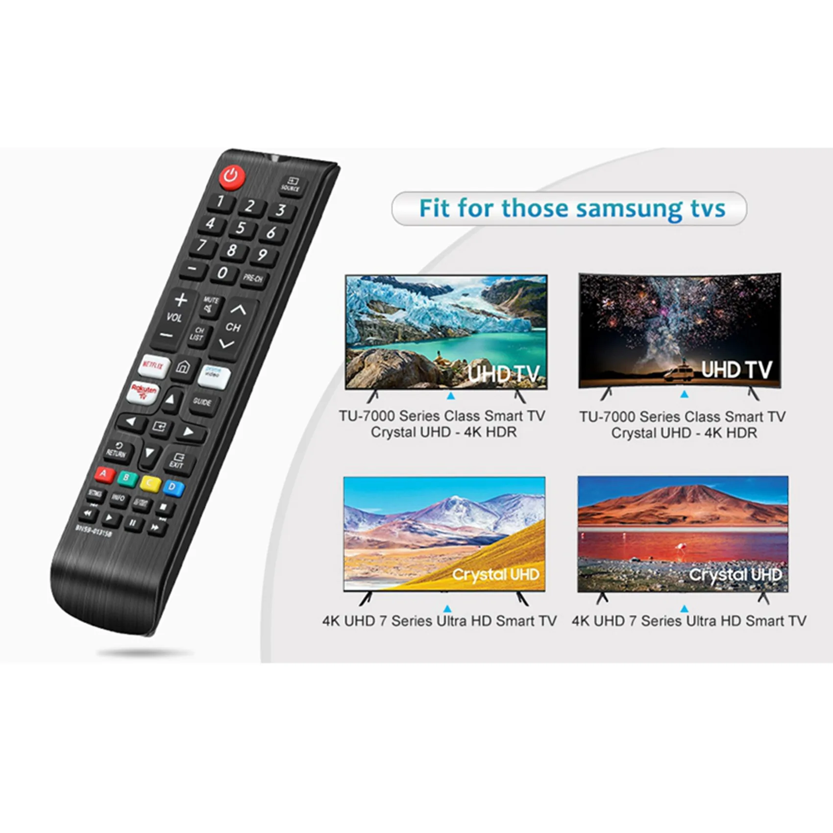 

2X BN59-01315B Замена пульта дистанционного управления для Smart TV UE43RU7105 UE50RU7179 с Netflix Prime Video
