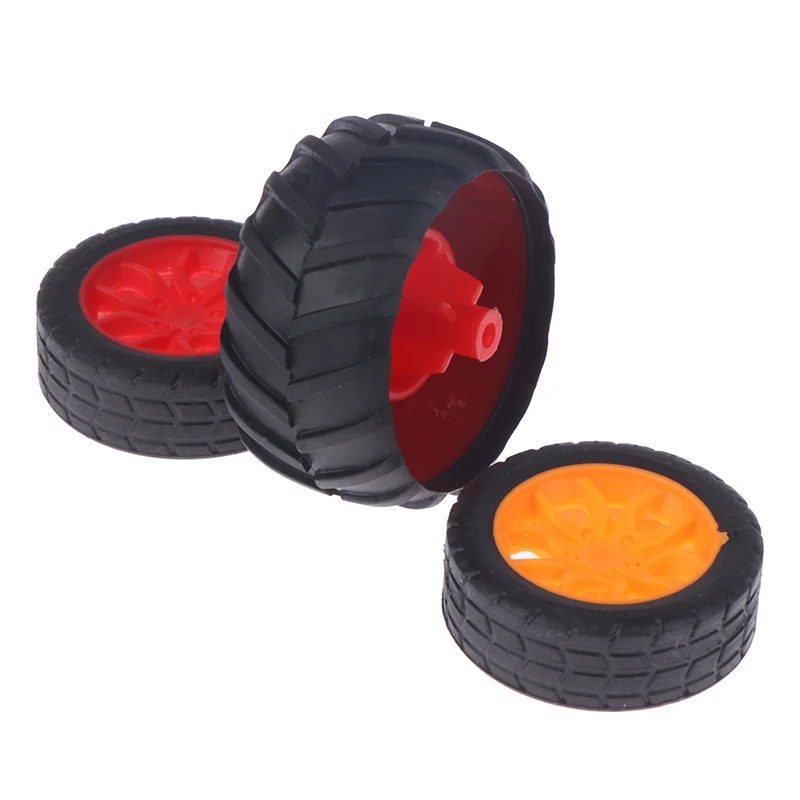 10PCS PC Toy Wheel Rubber Rim Tyres DIY Mini Technology 4WD Colorful Tires Hole Dia 2mm 2.5mm 3mm For RC Model Cars Parts