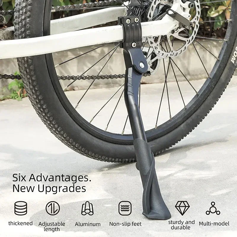 Adjustable Bicycle Stand For 24-29 Inch Wheels Aluminum Alloy Side Support Feet Parking Kickstand Cycling Equipment Part view 5