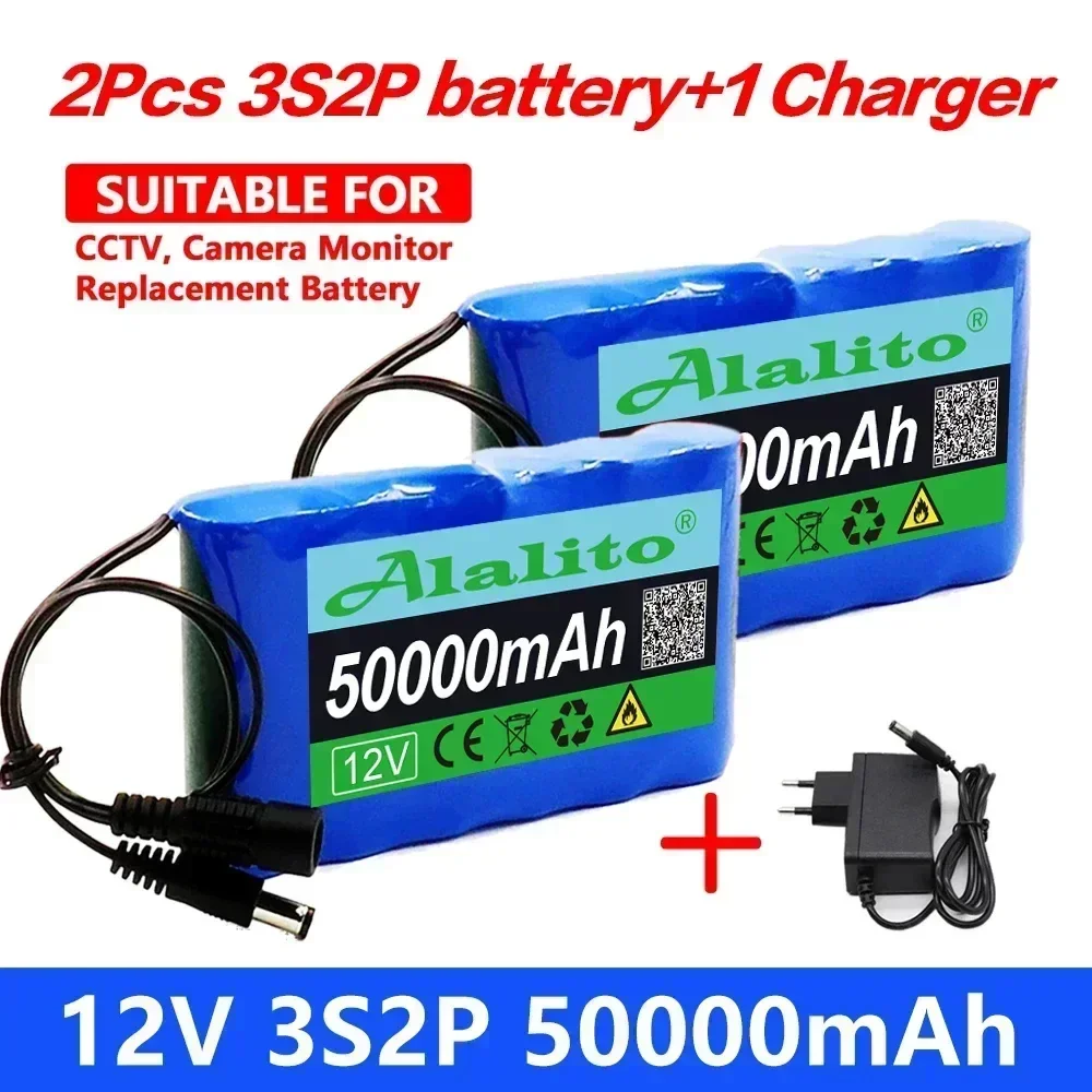 

Rechargeable Battery 12V 50000mah Lithium Battery Pack Capacity DC 12.6V 50Ah CCTV Camera Monitor with Charger