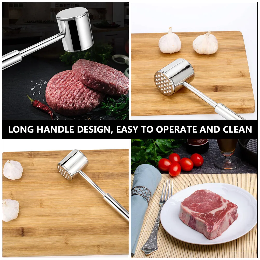 

Stainless Steel Tenderizer Mallet Dual Sided Hammer Kitchen Tool Food Safe Meat Tenderizer Long H Easy Clean