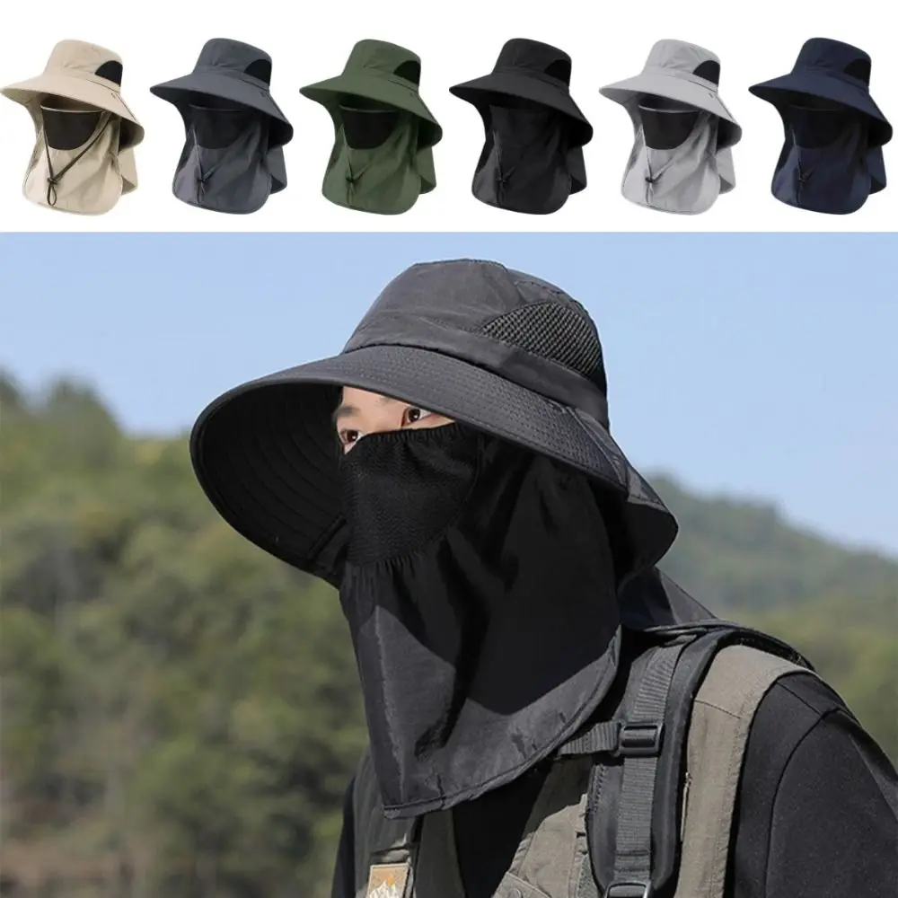 

New Leisure Face Covering Fishing Hat Big Eaves Sunscreen Mountaineering Hat Face Covering Comprehensive Sunshade Hat Men's