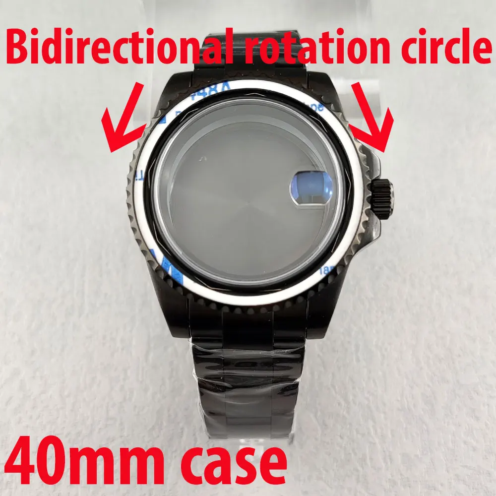 

Bi-directional Rotation Watch Case 40MM Men's Watch NH35 Case Stainless Steel Sapphire Modified Mechanical Water Ghost Case