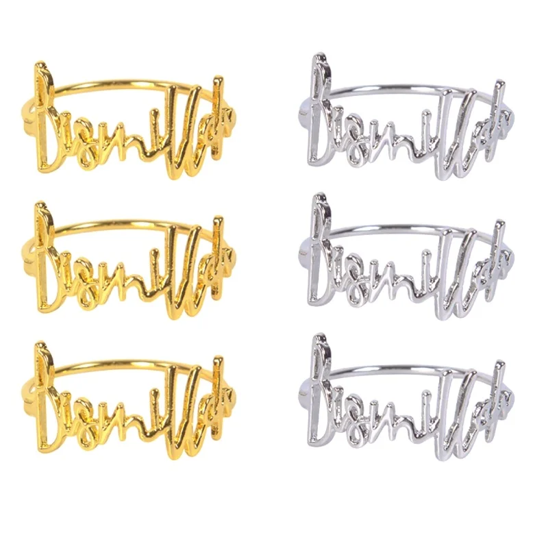 Eid Al Fitr Metal Napkin Rings Gold Silver Letter Napkin Clasp Eid Mubarak Tableware Decorations Islamic Muslim Ramadan Supplies