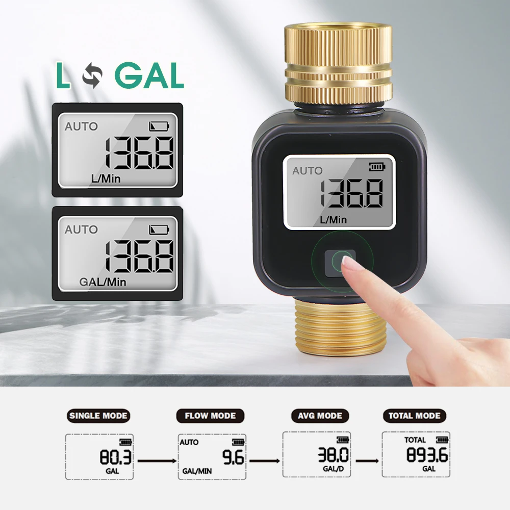 3/4″ Water Flowmeter NPT/BSP Brass Movable Joint Consumption & Flow Rate Garden Irrigation Hose Water Gun Sprinkler Taps Fitting - view 4