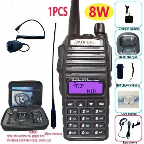 Baofeng 전문 워키 토키 UV82 FM UV 82 8W 햄 라디오 방송국 VHF UHF 송수신기 사냥 라디오 아마추어 Comunicador