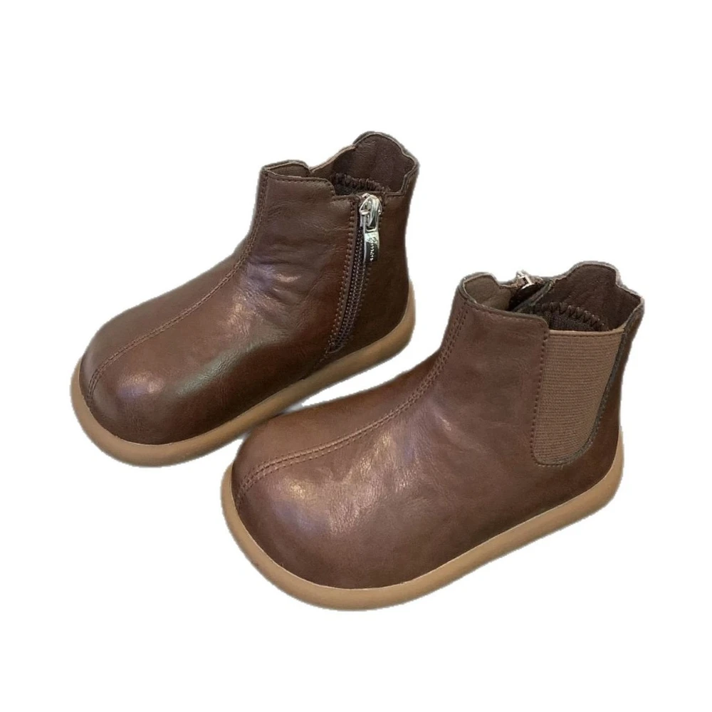 

Новые осенние детские кожаные ботинки в британском стиле в стиле ретро для мальчиков и девочек, универсальные повседневные нескользящие модные ботинки для малышей