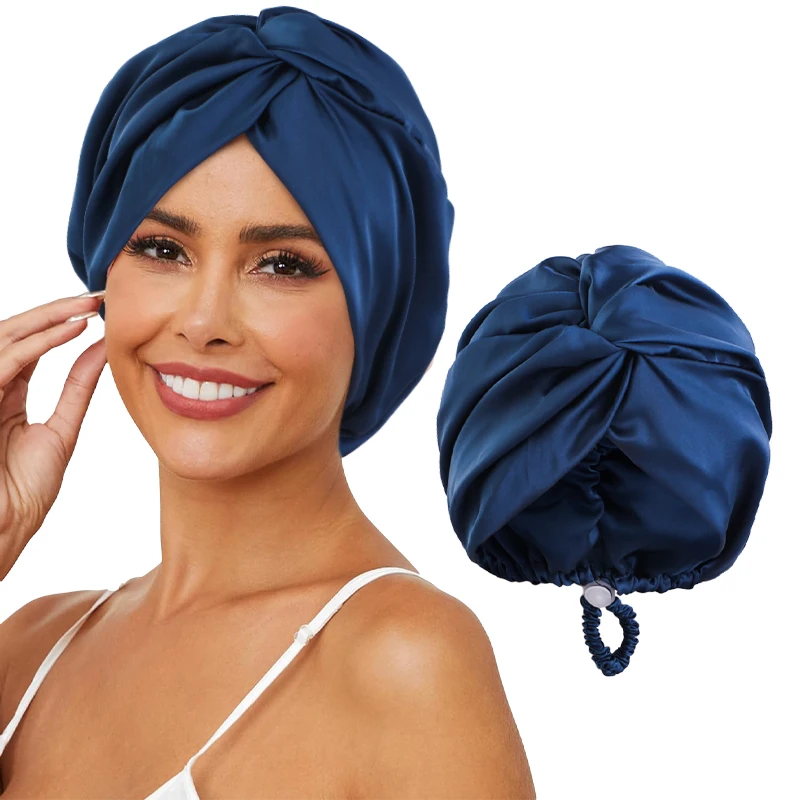 Neue Seide Turban Bonnets Für Frauen Einstellbare Twisted Schlafen Nacht Kappe Stretch Chemo Kopf Wrap Kappe Für Lockige Damen – Detail 10