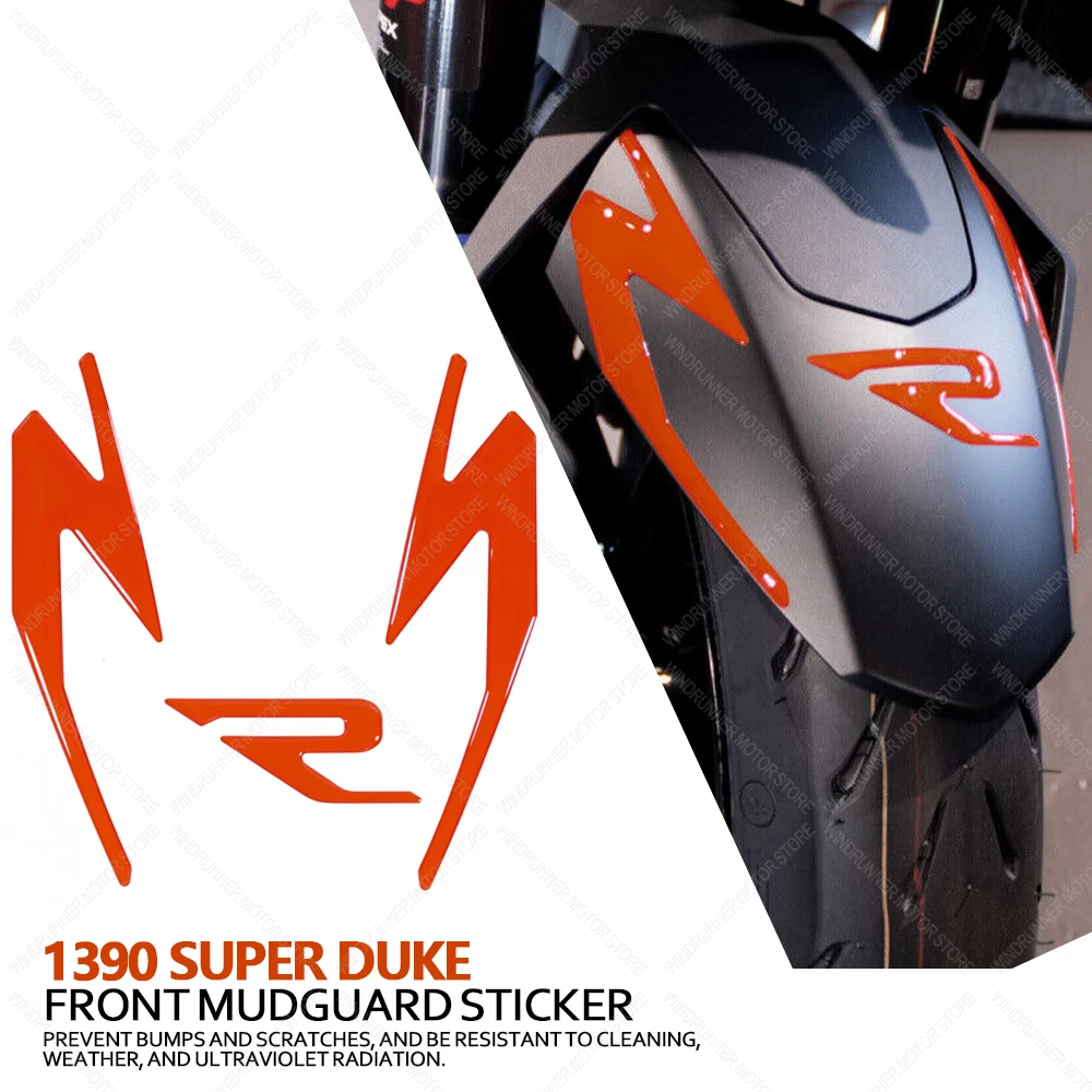 

For 1390 Super Duke Motorcycle Accessories Waterproof Protective Front Mudguard Sticker 3D Epoxy Resin Protective Sticker