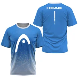 New Head 3D letter gradient printed T-shirt men's outdoor tennis sportswear casual round neck short-sleeved top summer