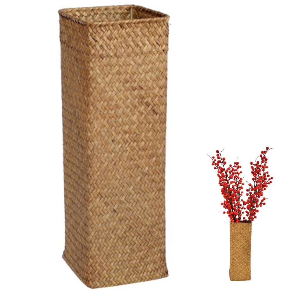 Flower Pots Decor Planter Tulip Vase Decorate Straw 30x11cm Rattan Bottle Long Woven