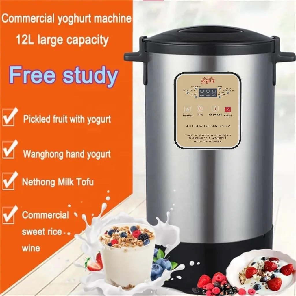 Greek Yogurt Maker Machine to Make Yogurt/Natto/Rice Wine 12L Automatic Digital Yogurt Machine With Timer