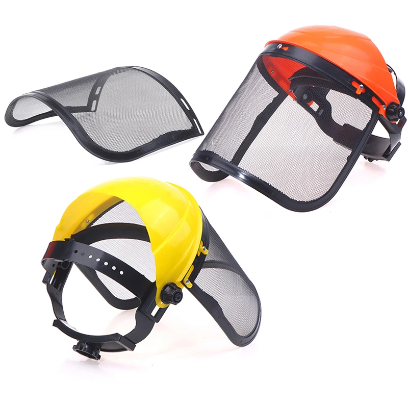 Casco de seguridad para cortadora de césped de jardín, sombrero con máscara protectora de malla de cara completa para desbrozadora, protección forestal, 1 ud.