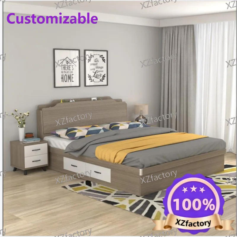Factory Direct 2026 Top Rated Modern Suite Furniture Master Bedroom Pneumatic Storage Fabric Queen Bed Plate Whole House Package