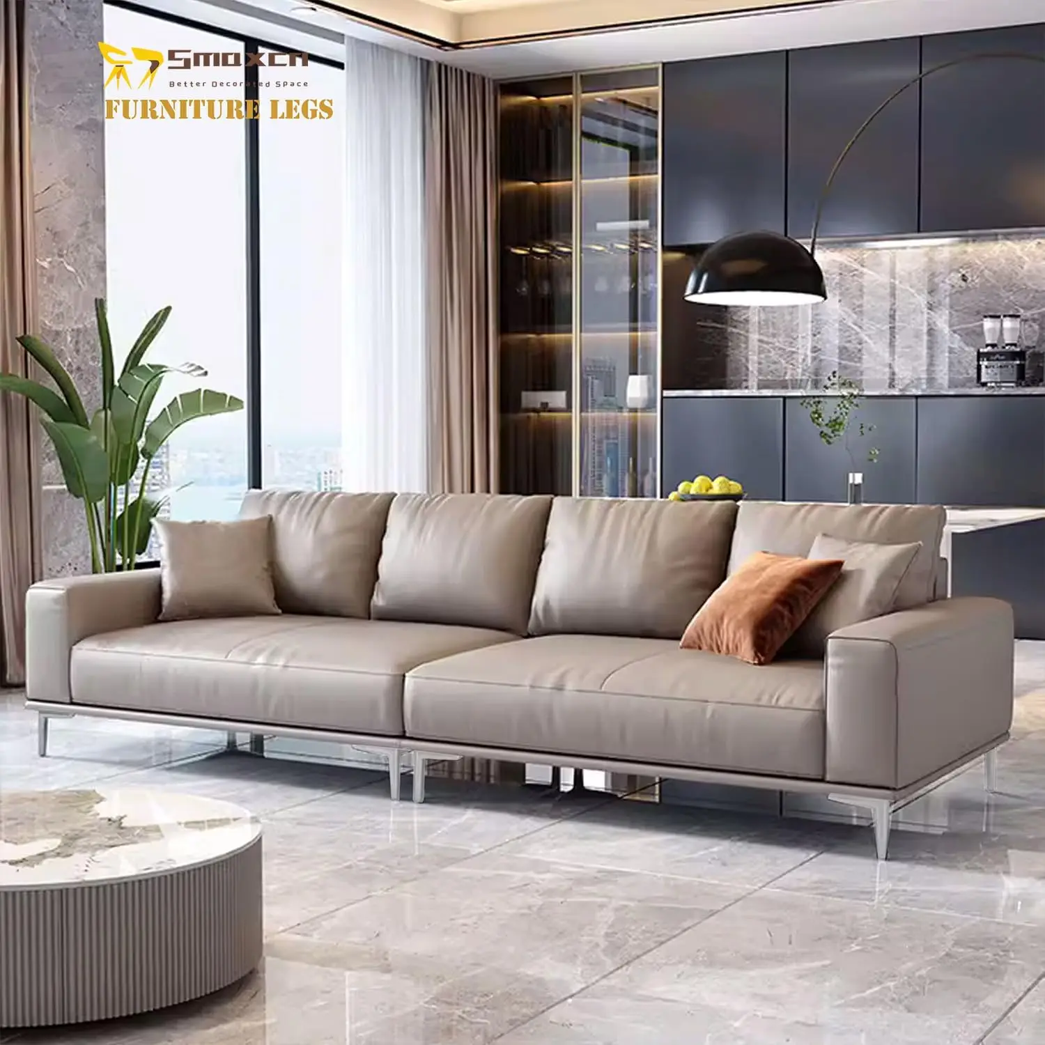 مجموعة أرجل أثاث معدنية فضية لامعة مقاس 4.7 بوصة/12 سم مكونة من 4 قطع، سهلة التركيب، مناسبة للأرائك والخزانة والخزائن والمو #5