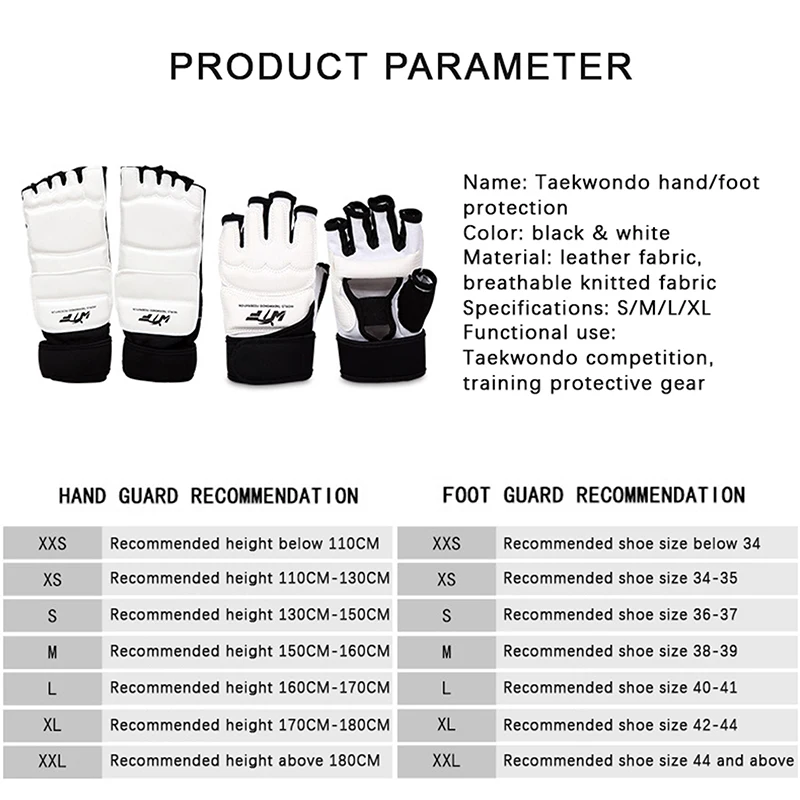 Taekwondo Leather Hand Gloves Sparring Karate Wrist Protector Guard Gear Boxing Martial Arts Hand Palm Guard Sock Adult Kid