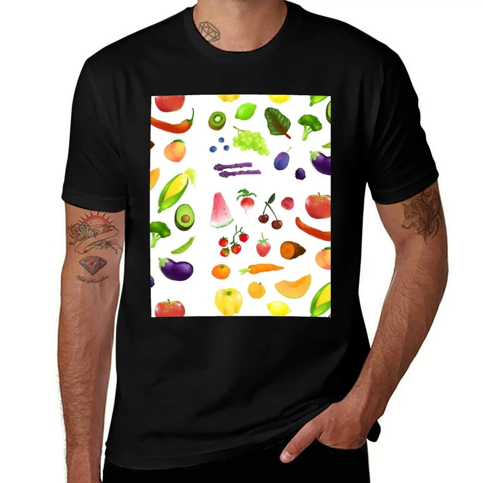 Eat Your Fruits and Veggies T-Shirt oversized cotton graphic tees vintage anime shirt men clothes