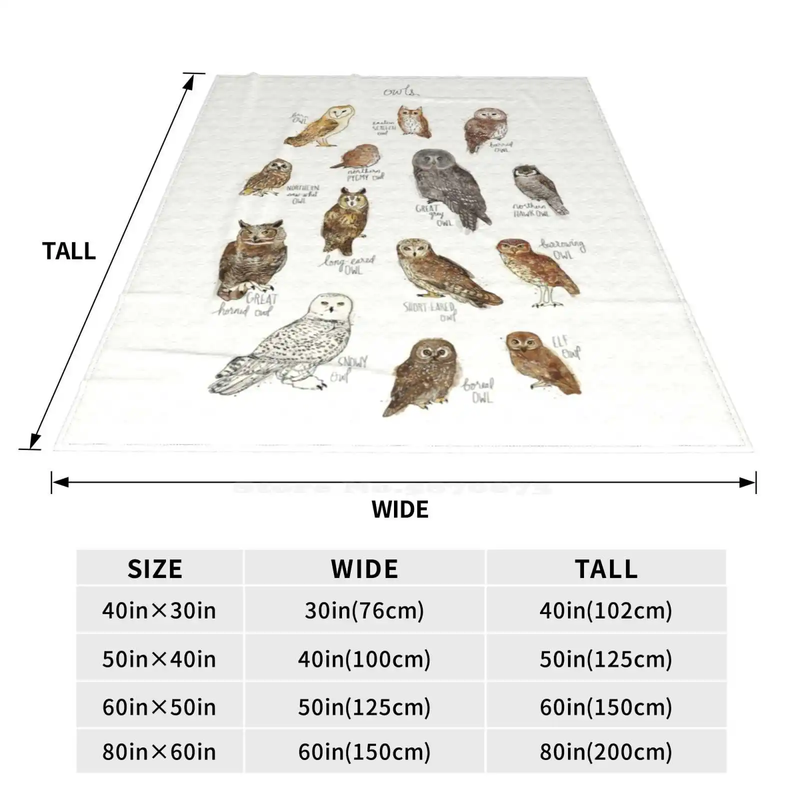 Natureza Wildlife Forest Chart Cobertores de celeiro, corujas Animais, Aves, Aves, Soft, Super Warm, Sofá, Cama, Viagem