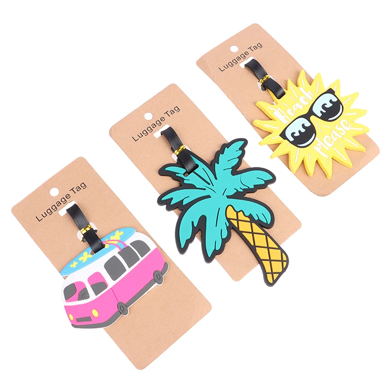 1PCS Creative Cartoon Luggage Tag Suitcase Fashion Style Silicon Luggage Name ID Address Label Portable Travel Accessories Label