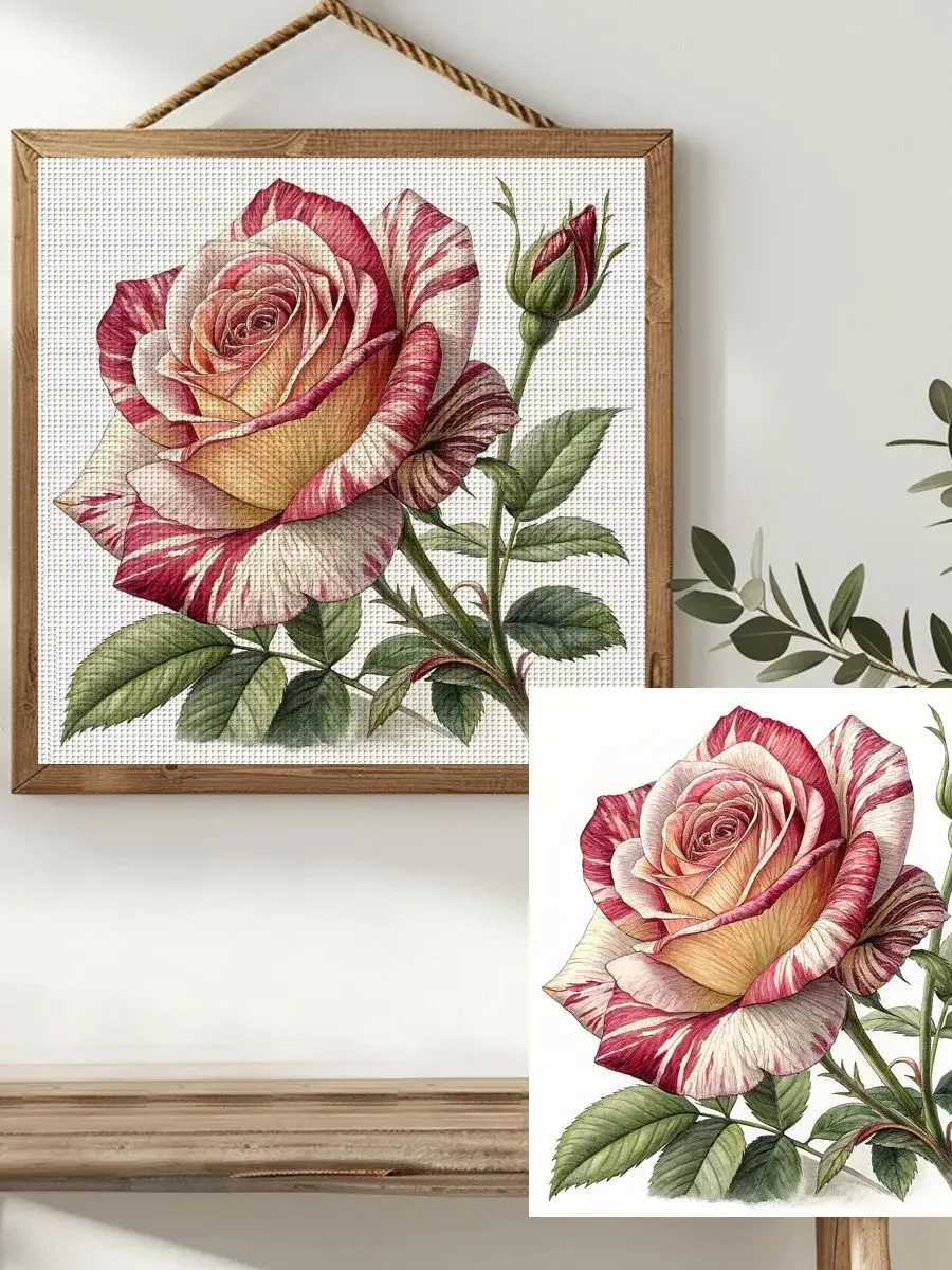 1 Stück 40X40CM/15,74 Zoll Blumen-Motiv Kreuzstich-Set DIY-Kit 11CT/14CT DIY-Stickset DIY-Kreuzstich-Set Joy Sunday – Detail 1
