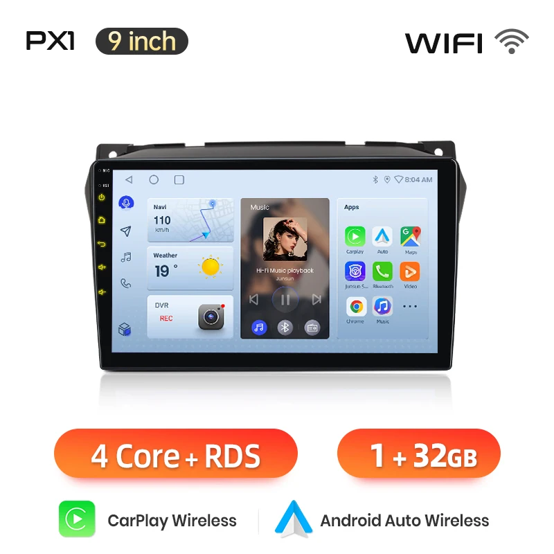 AWESAFE Draadloze CarPlay Android Auto Radio voor Suzuki Alto 2009-2016 GPS Navigatie Plug and Play met SWC RDS DSP Auto Multimedia BT