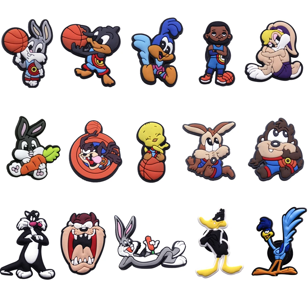 9-15Pcs Cartoon Rabbit Shoe Charms Clog Sandal Accessories DIY Shoe Decoration Wristband Men Women Party X-mas Gifts