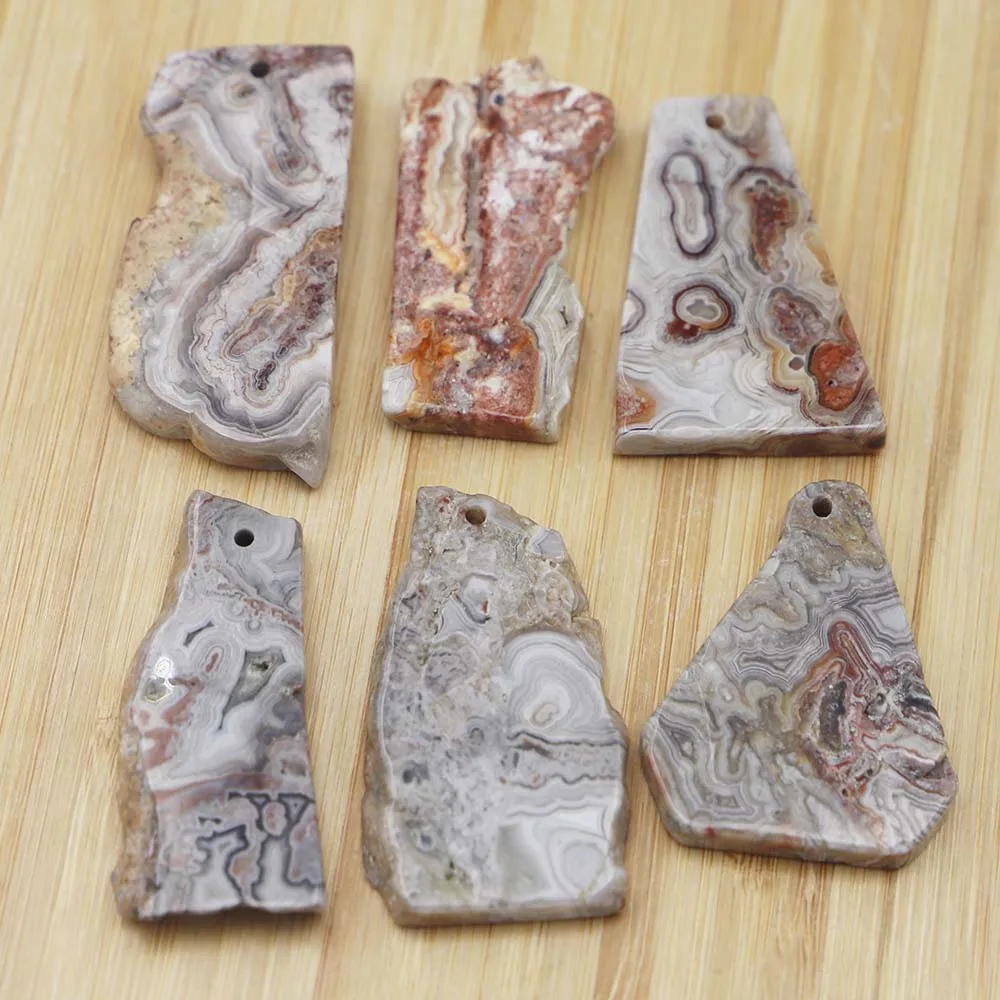 Trendy Natural Stone Moroccan Agate Slice Pendants Charms Healing Crystals for Women Men Necklace Jewelry Making 6Pcs Wholesale