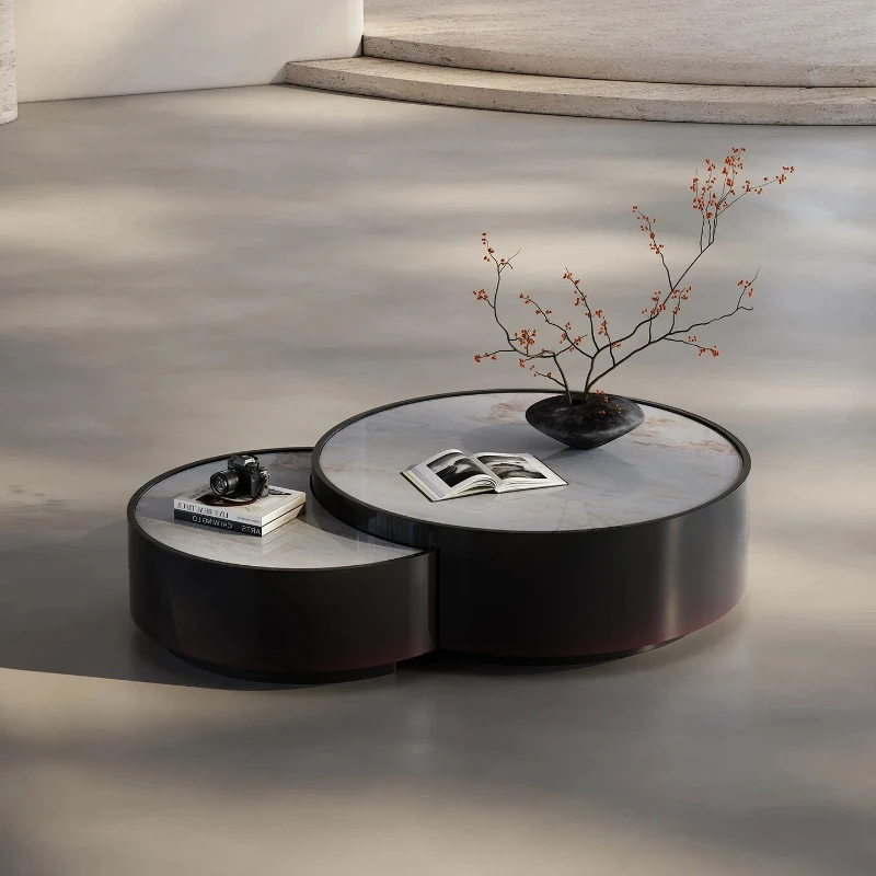 

BX Luxury Stone Round Coffee Table Living Room Home Modern Simple Gradual Change Paint Art Advanced Sense