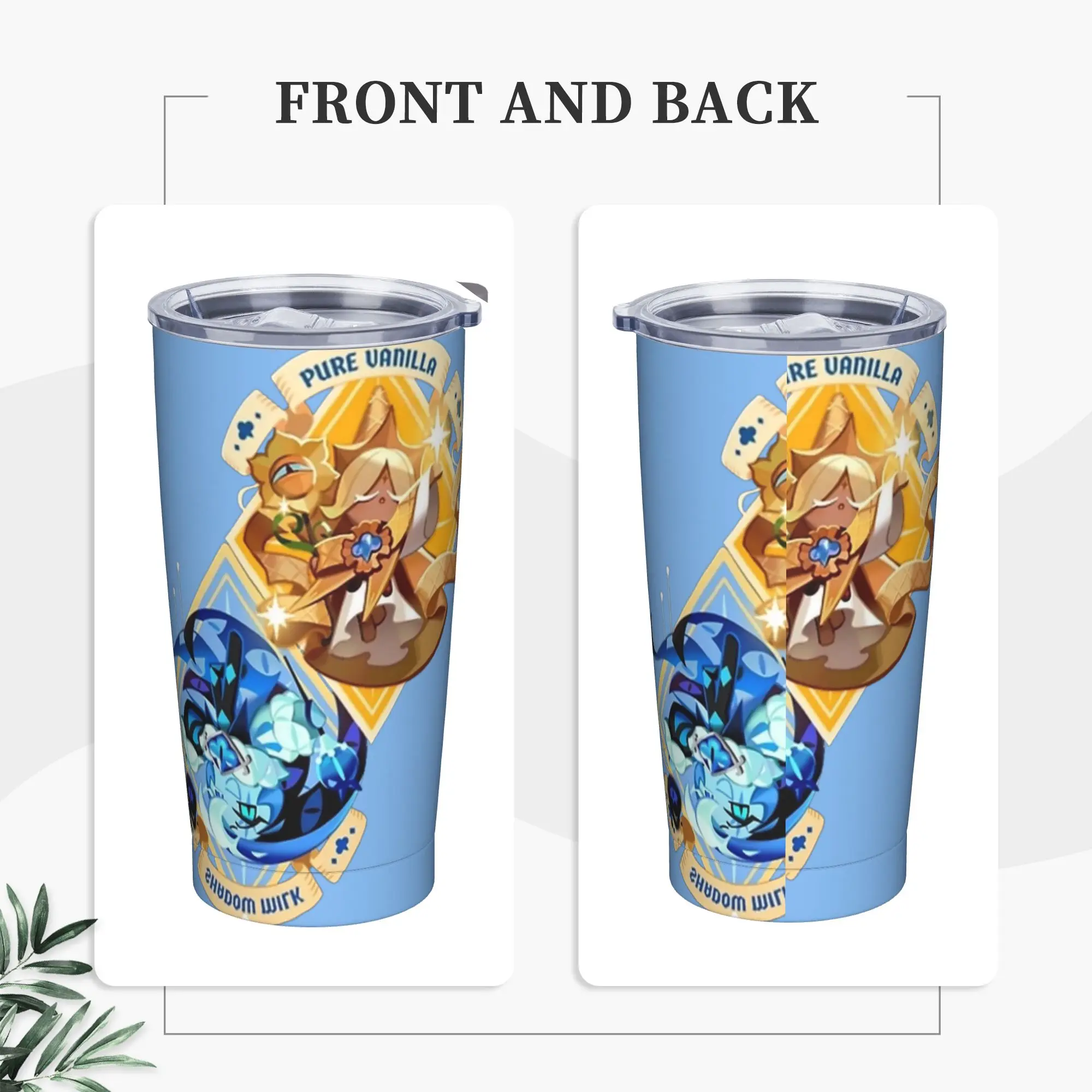 pures vanilla & shadow milk Tumbler Vacuum Insulated Cookie Run Kingdom Cups with Lid Straw Office Home Mug Hot Cold Drink, 20oz