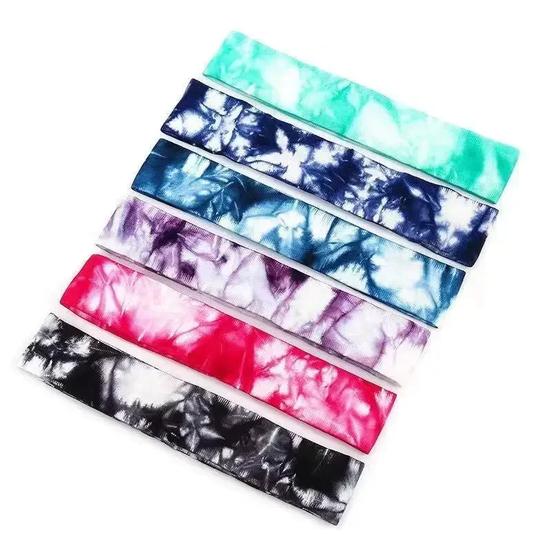 

Tie-dyed Sports Headband Sweatband High Elastic Silicone Non-slip Gym Running Yoga Hair Bands Men Women Football Tennis Headwrap