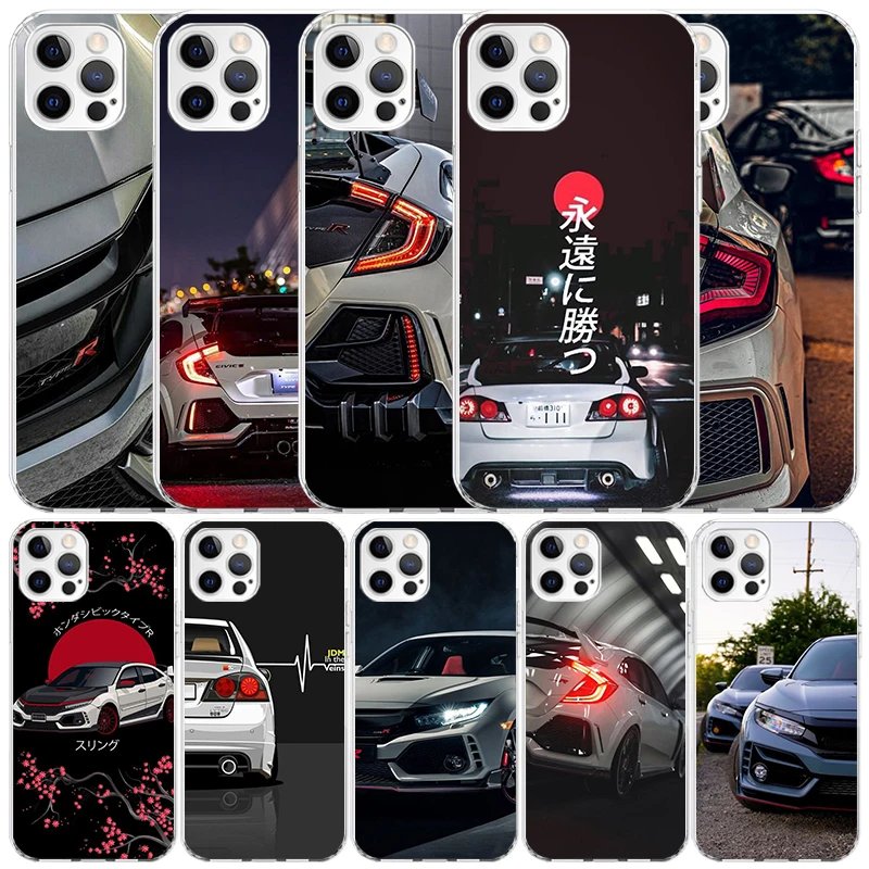 JDM Type R Civic Sport Car Phone Case For IPhone 16 15 14 13 12 11 Pro Max Mini XR XS X 7 Plus 8 + SE 2020 Soft TPU Back Cover