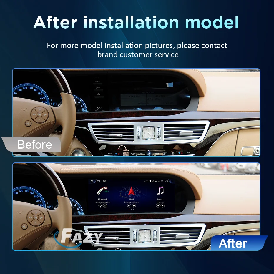 أندرويد 14 سيارة لاسلكية CarPlay لمرسيدس بنز S Class W221 2006-2013 سيارة الوسائط المتعددة الملاحة IPS شاشة تعمل باللمس GPS DSP