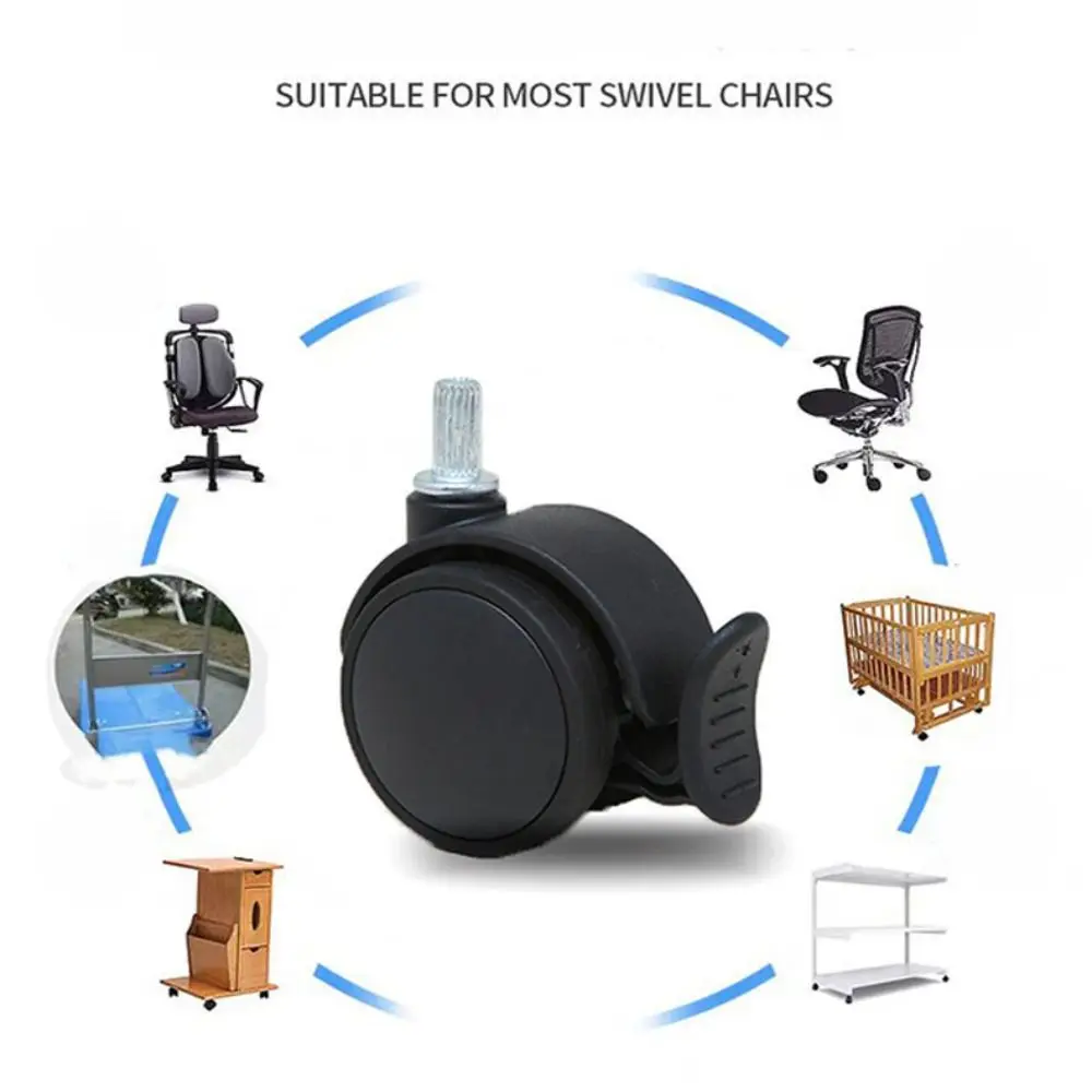 

Универсальные мебельные колеса 1,2/2 дюйма с тормозами 360° ° Вращающиеся колеса для цветочного горшка, пластиковые сменные колеса, колесико для офисного стула